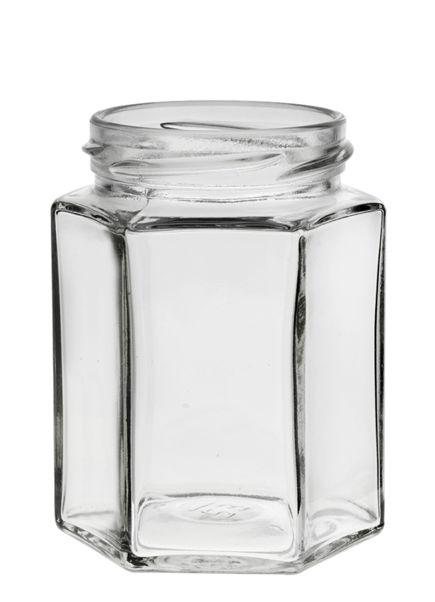 Hexagonal jar 190ml 58TO Glass flint stackable